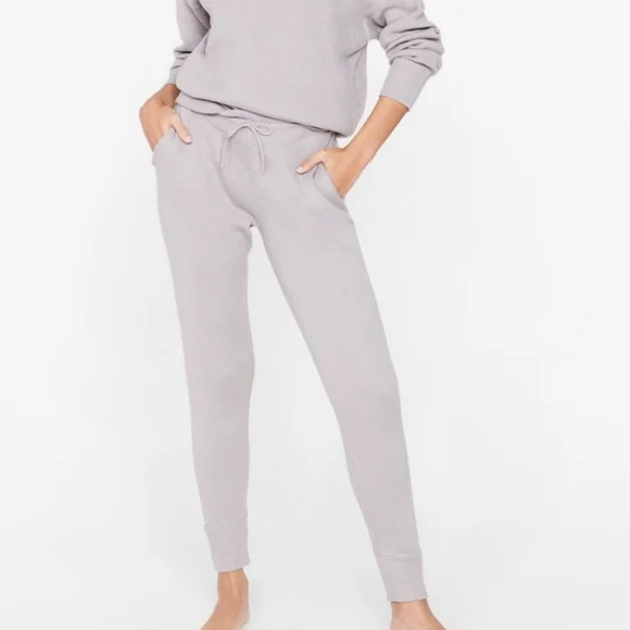 Nasty Gal Weekend Loading Knit Sweater and Joggers Gray Lounge Set 4 - Picture 5 of 14